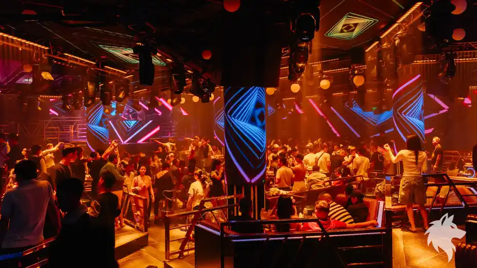 네온 조명 아래 플로어