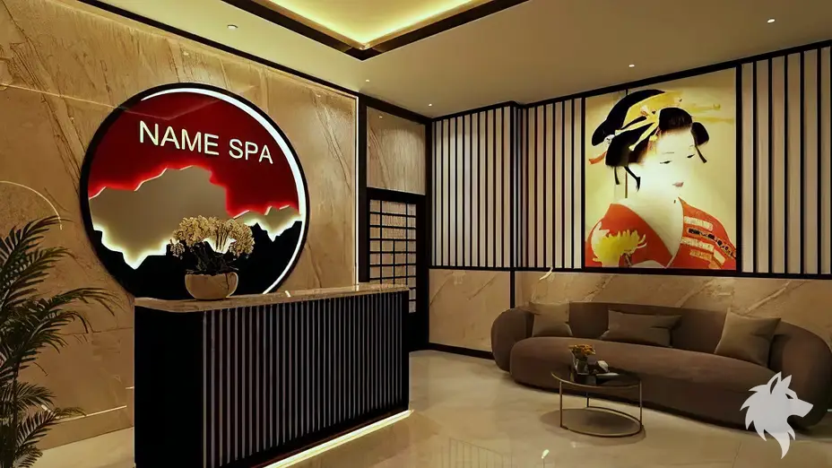 일본풍 장식의 스파 리셉션